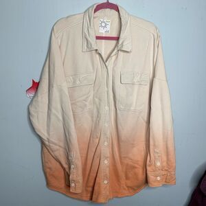 Offline by Aerie LumberJane Shacket Shirt Jacket Orange & ecru ombré Size XL